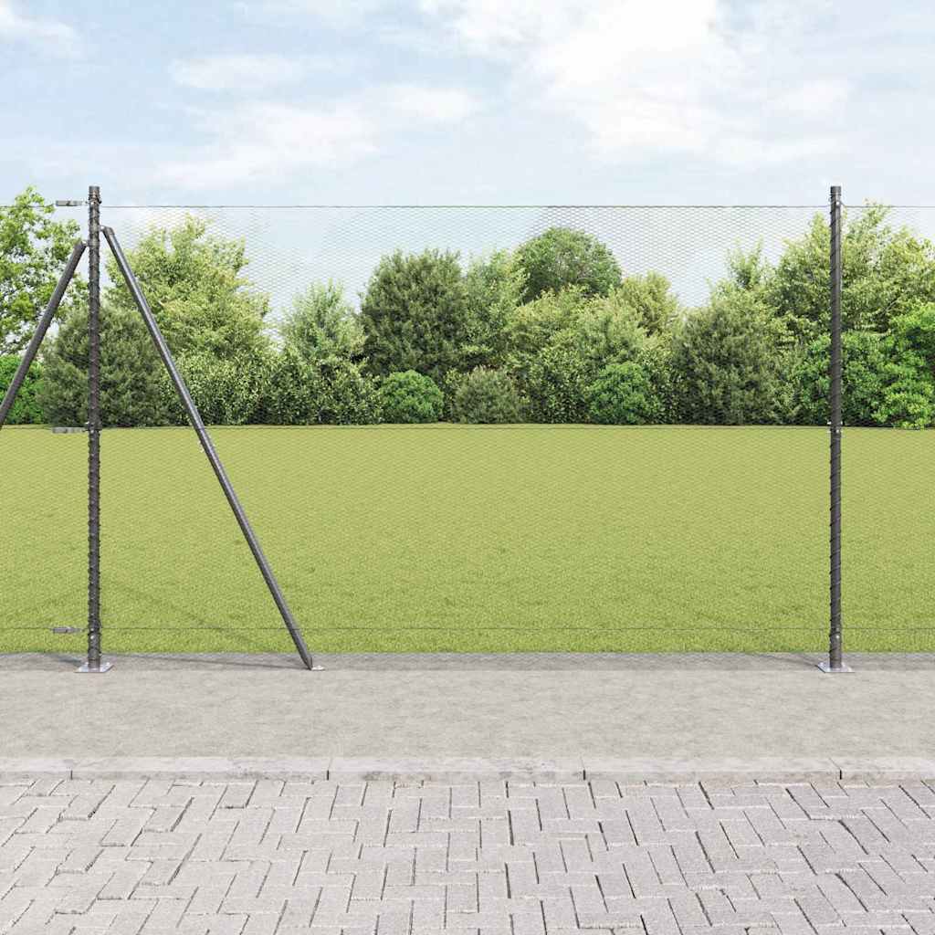 Vidaxl Clôture Hexagonale Avec Base En Béton 25 X 1,4 M Gris Maille
