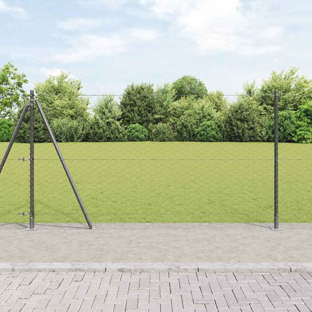 Vidaxl Clôture Hexagonale Avec Base En Béton 100 X 1,2 M Gris Maille