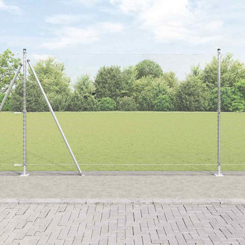 Vidaxl Clôture Hexagonale Avec Base En Béton 10 X 1,5 M Argenté Maille