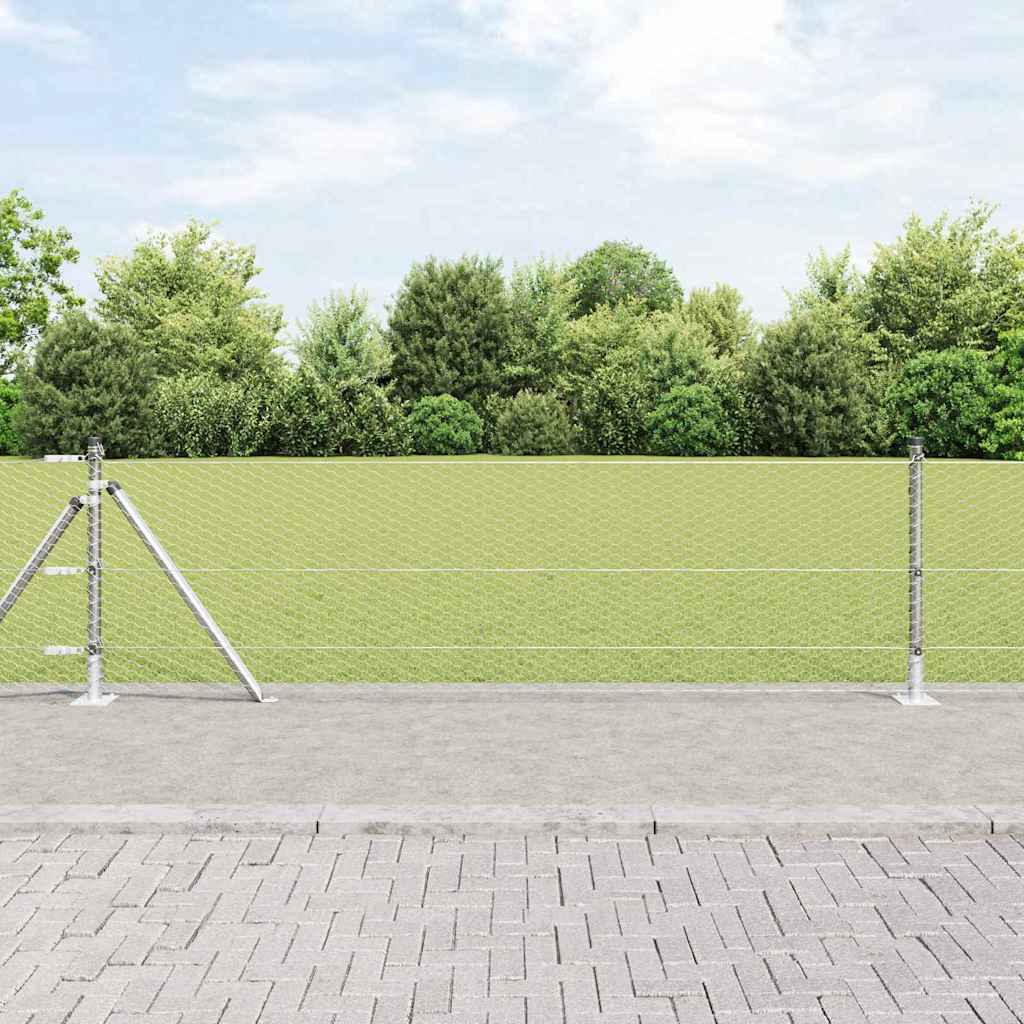 Vidaxl Clôture Hexagonale Avec Base En Béton 25 X 0,4 M Argenté Maille