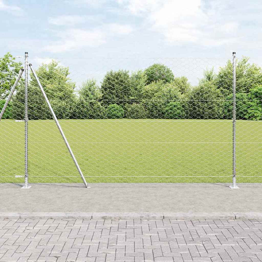 Vidaxl Clôture Hexagonale Avec Base En Béton 100 X 1,6 M Argenté