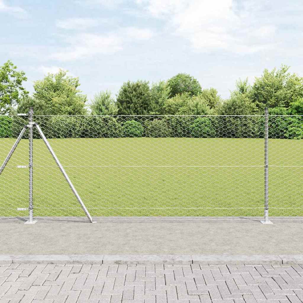 Vidaxl Clôture Hexagonale Avec Base En Béton 100 X 1 M Acier Galvanisé