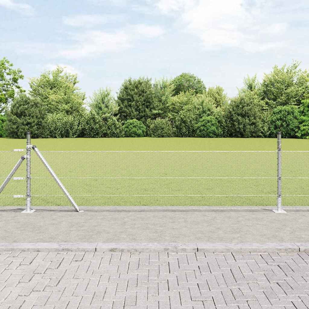 Vidaxl Clôture Hexagonale Avec Base En Béton 50 X 0,4 M Argenté Maille