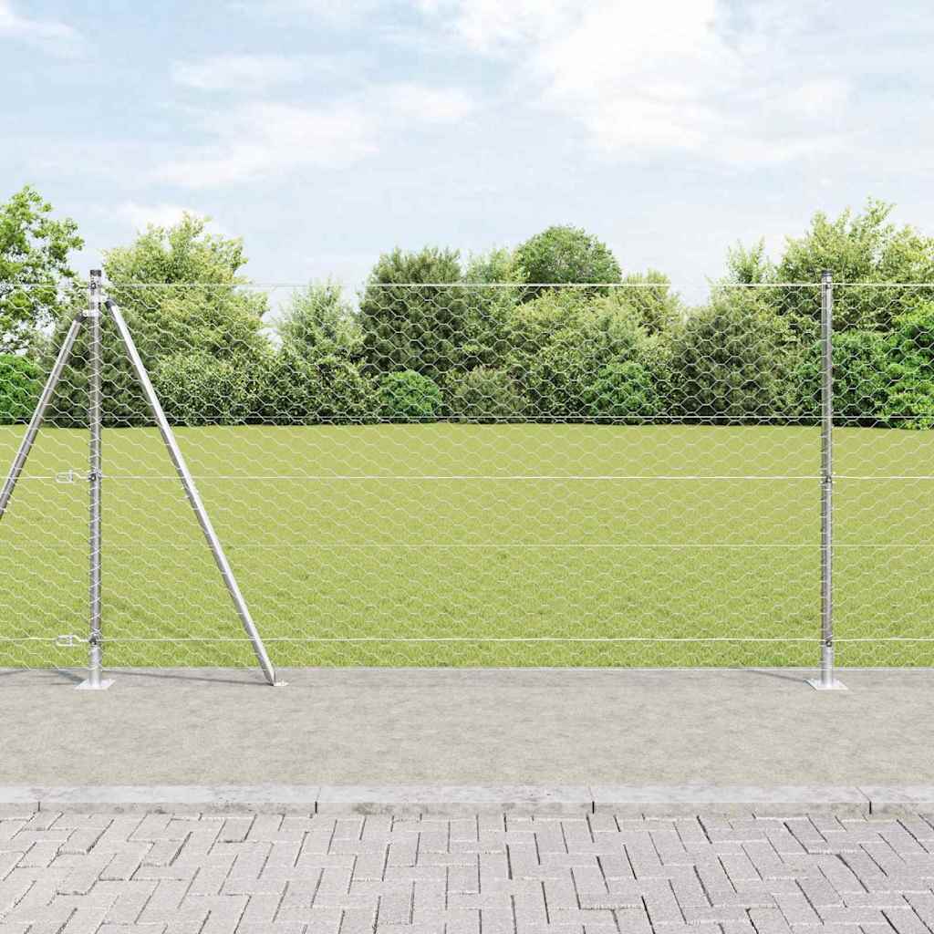 Vidaxl Clôture Hexagonale Avec Base En Béton 10 X 1,2 M Argenté Maille