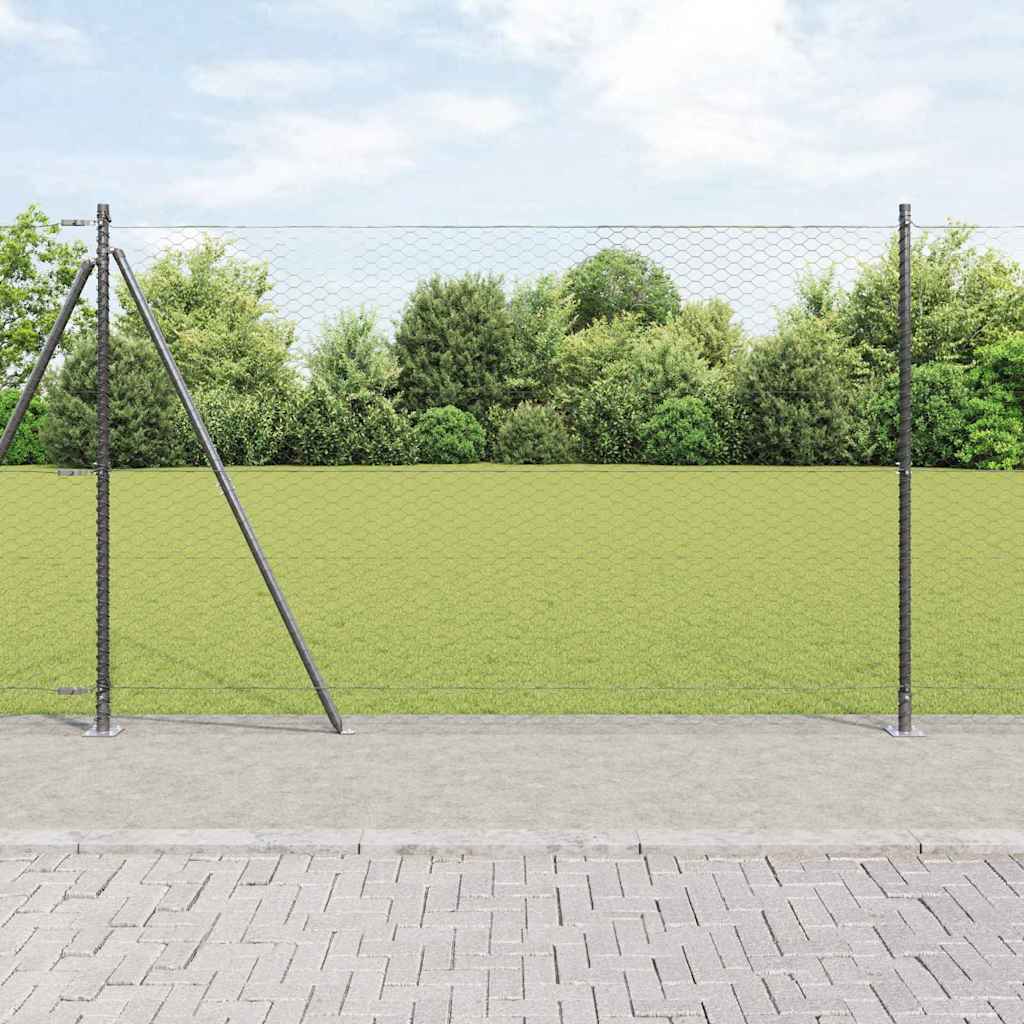 Vidaxl Clôture Hexagonale Avec Base En Béton 10 X 1,4 M Gris Maille