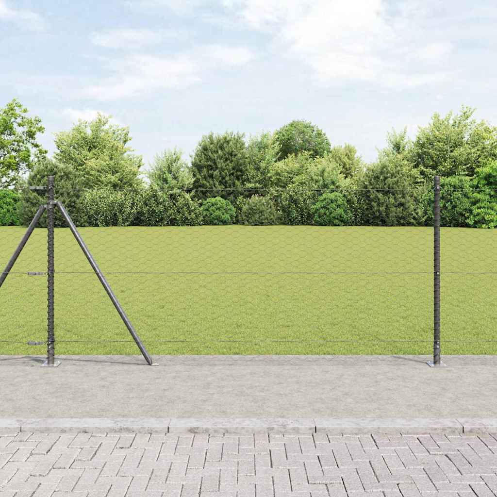 Vidaxl Clôture Hexagonale Avec Base En Béton 25 X 1 M Gris Maille