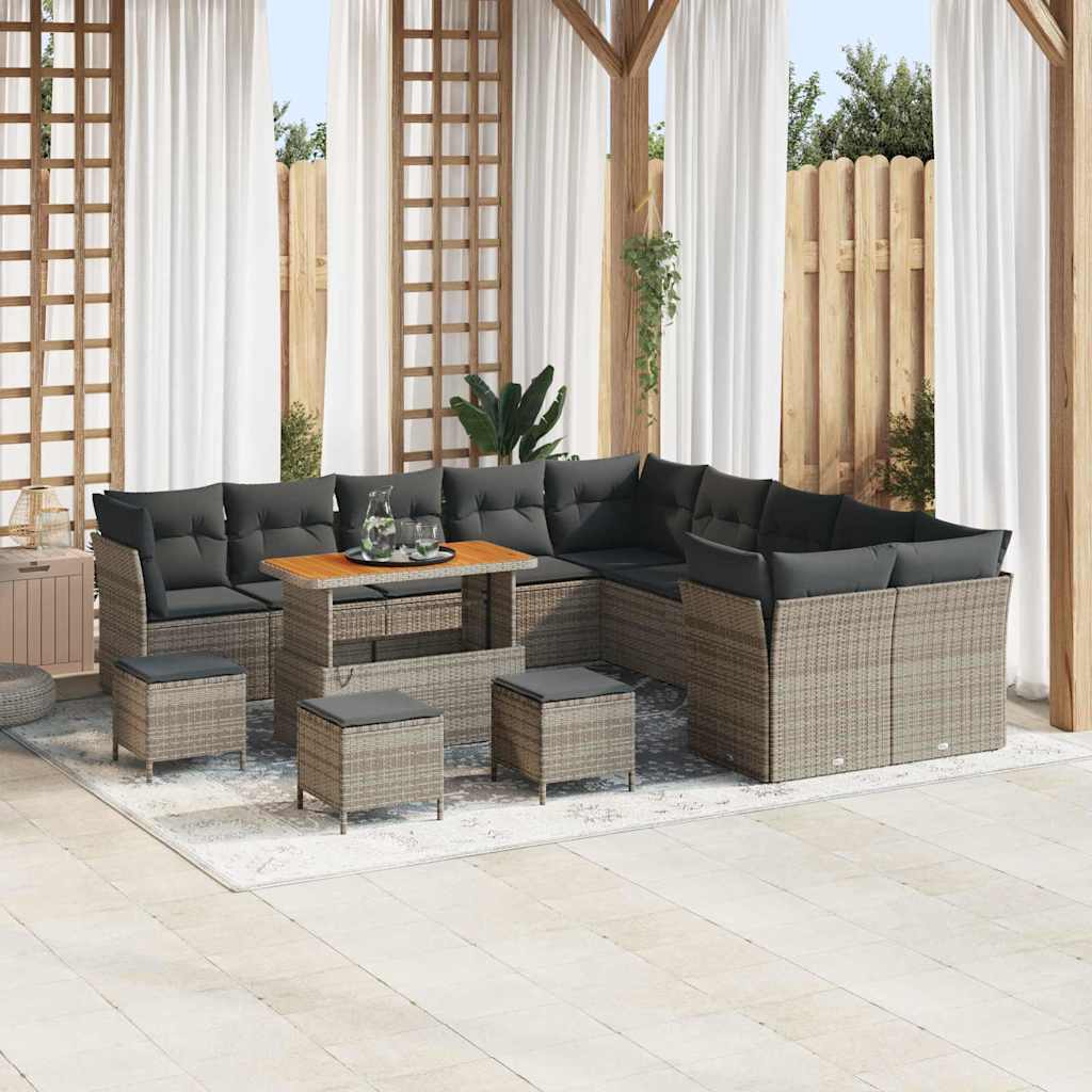 Vidaxl Ensemble De Canapé De Jardin 14 Pcs Gris Polyrotin