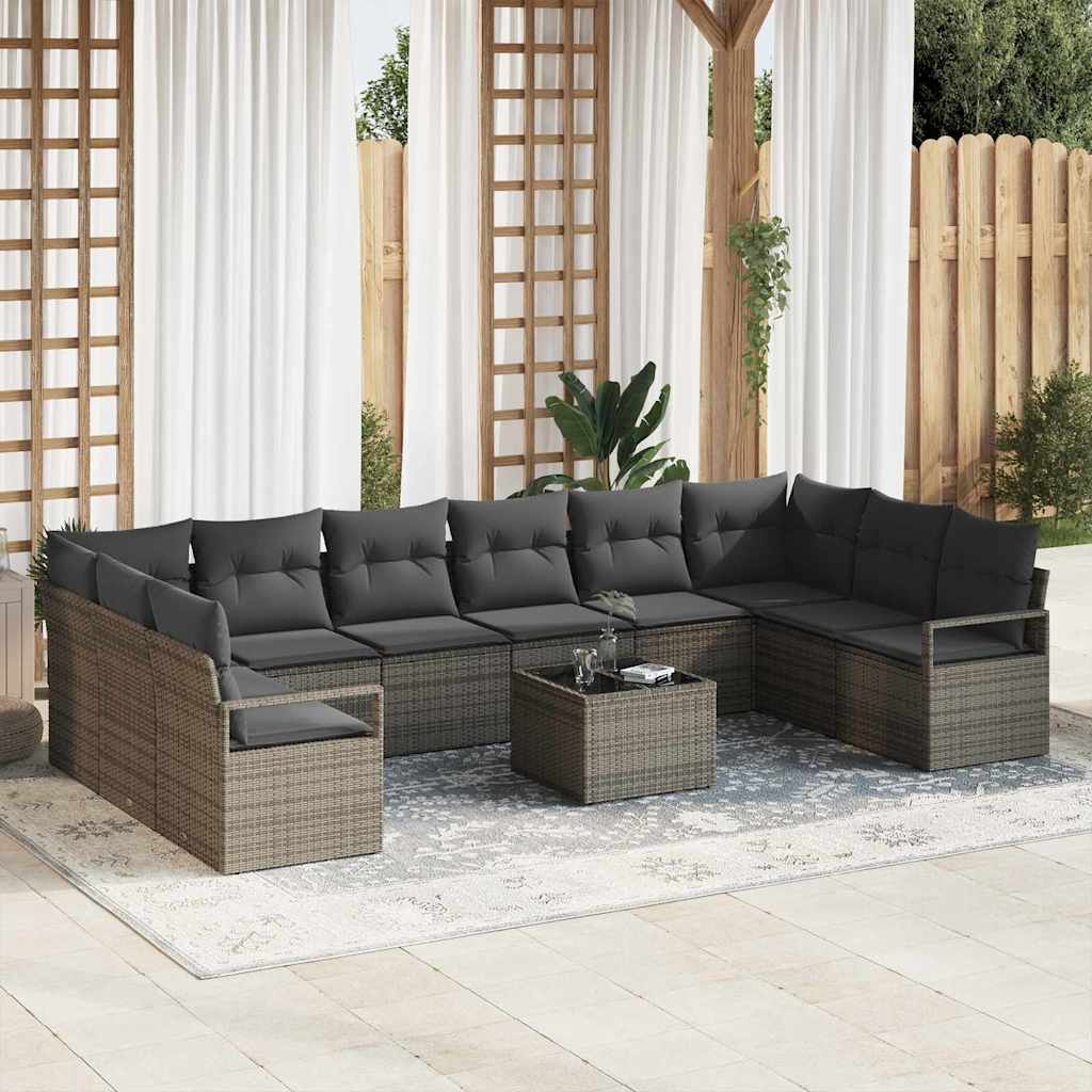 Vidaxl Ensemble De Canapés Avec Coussin 11 Pcs Gris Polyrotin