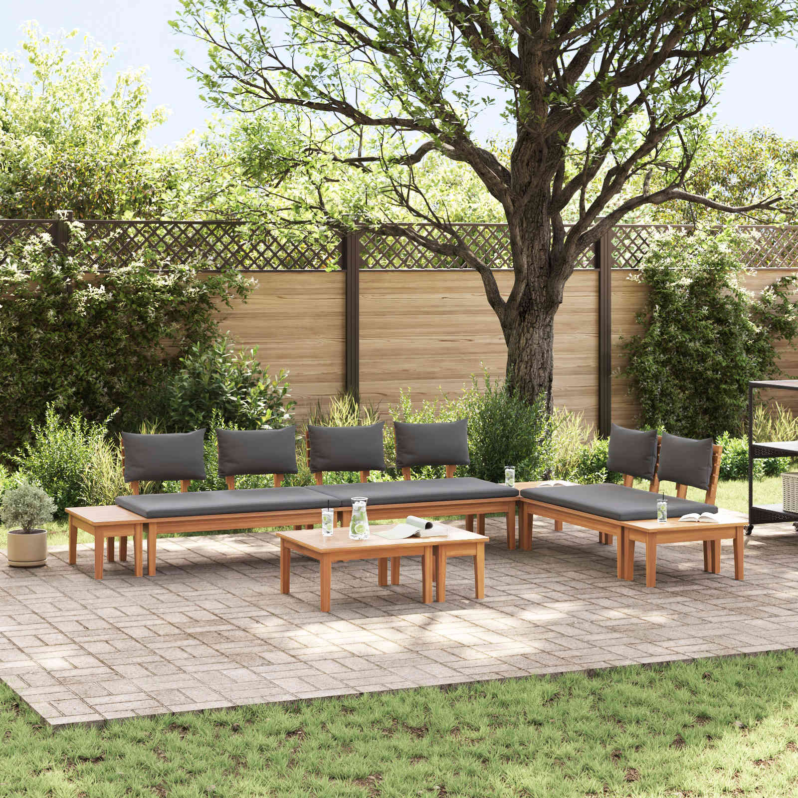 Vidaxl Ensemble De Canapé De Jardin 5 Pcs Marron Et Gris