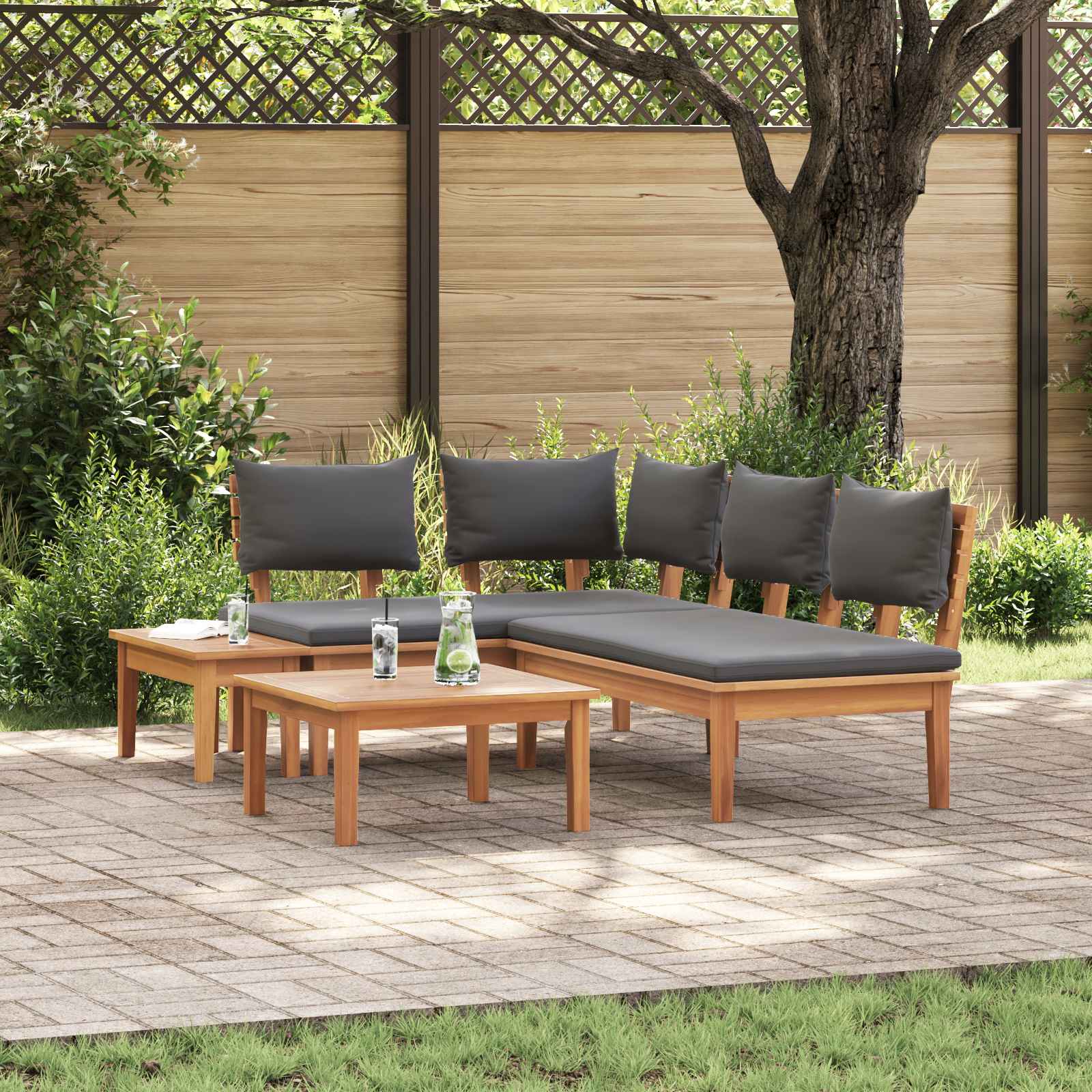 Vidaxl Ensemble De Canapé De Jardin 4 Pcs Marron Et Gris
