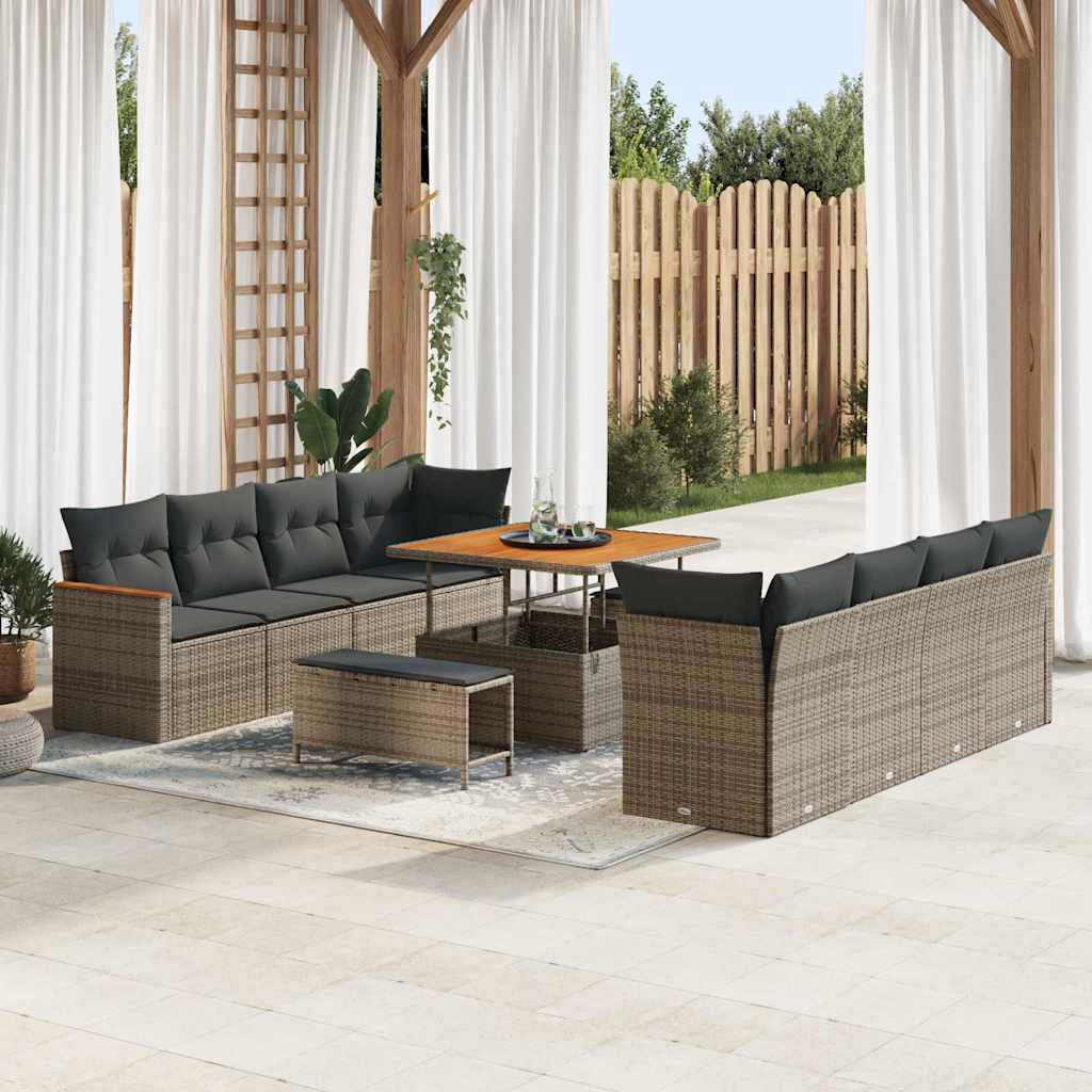 Vidaxl Ensemble De Canapé De Jardin Avec Coussin 12 Pcs Gris Polyrotin
