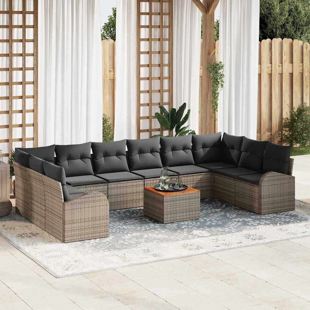 Vidaxl Ensemble De Canapé De Jardin Avec Coussin 11 Pcs Gris Polyrotin