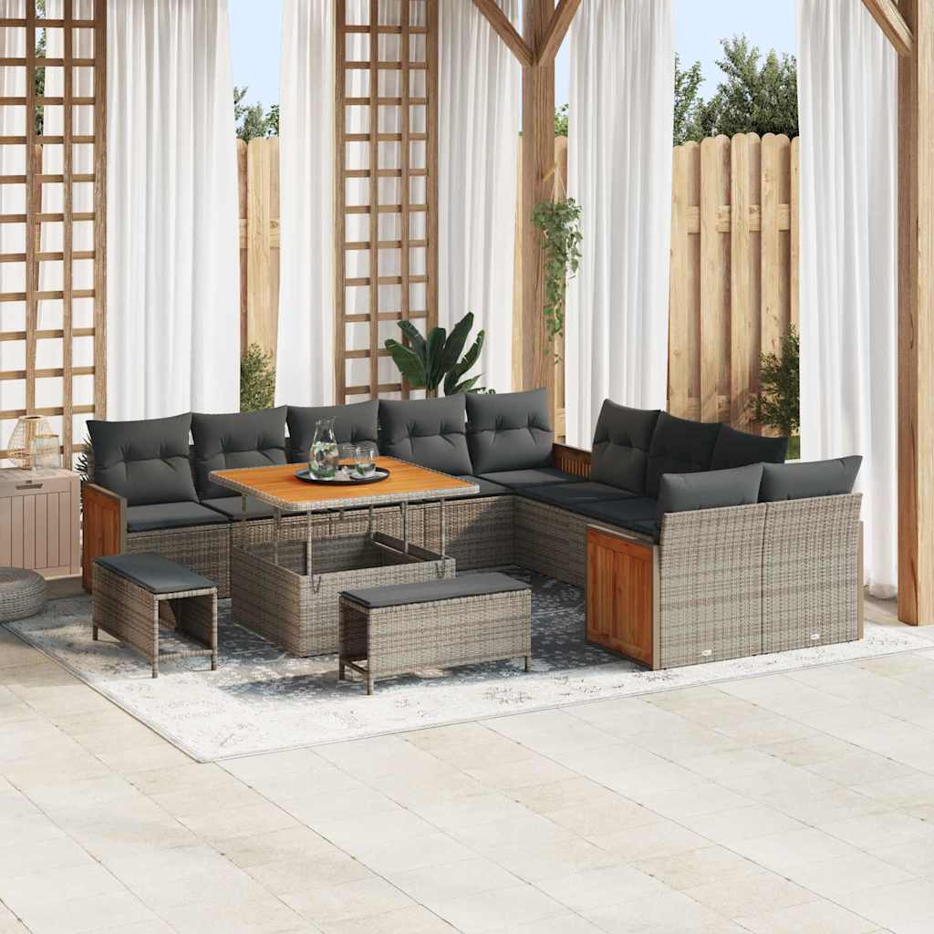 Vidaxl Ensemble De Canapé De Jardin Avec Coussin 17 Pcs Gris Polyrotin