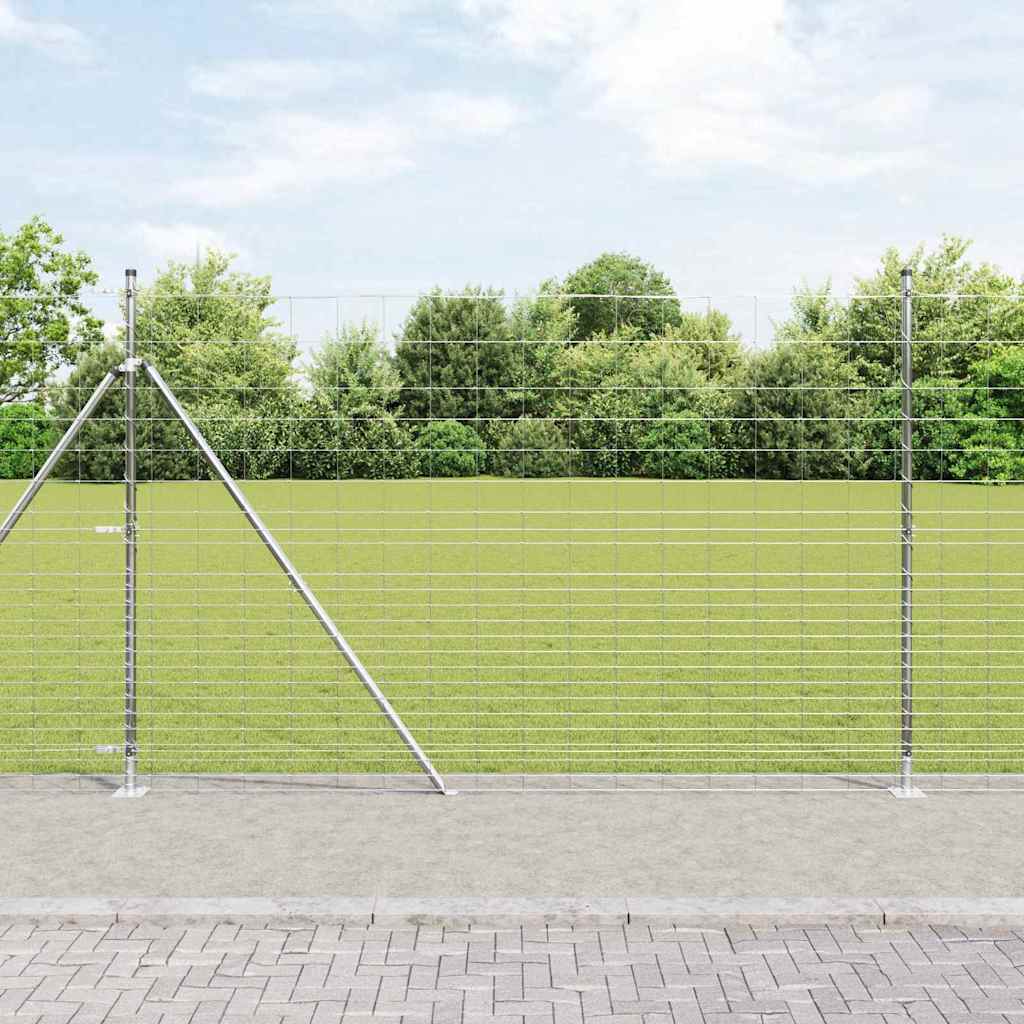 Vidaxl Clôture En Fil Soudé Avec Base En Béton 25 X 1,6 M Argenté