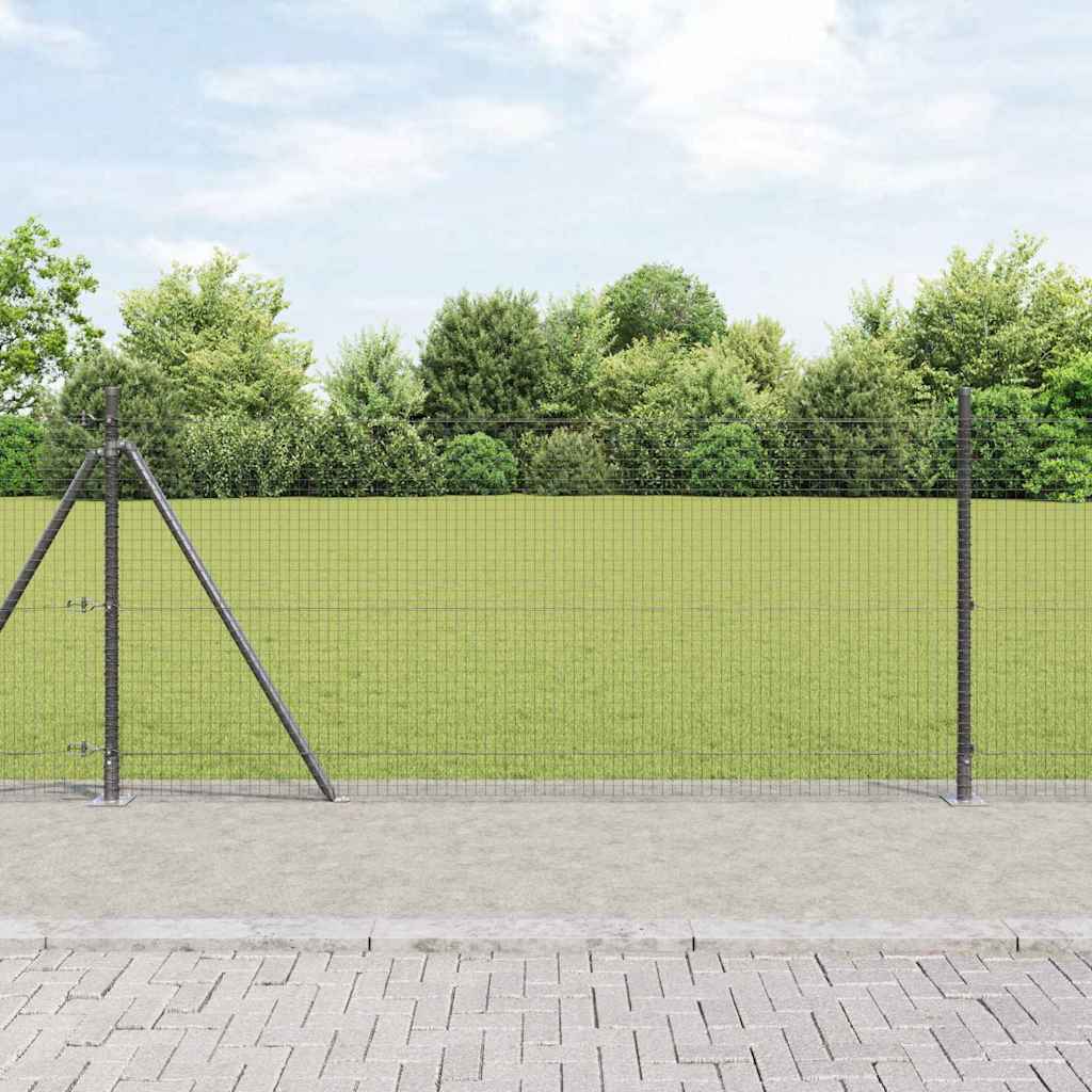 Vidaxl Clôture En Fil Soudé Avec Base En Béton 25 X 0,8 M Gris Maille