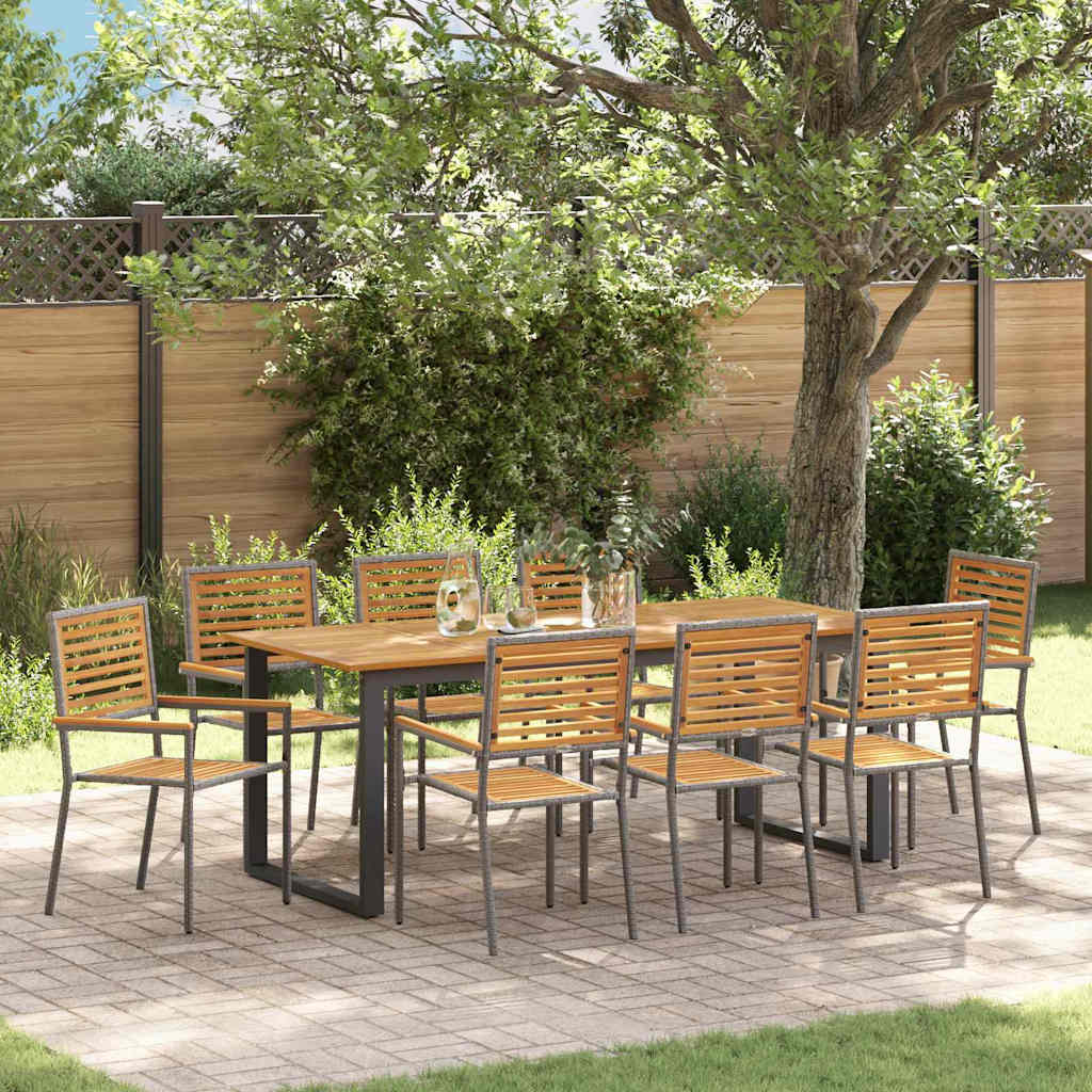 Vidaxl Ensemble De Salle À Manger Pour Jardin 9 Pcs Gris