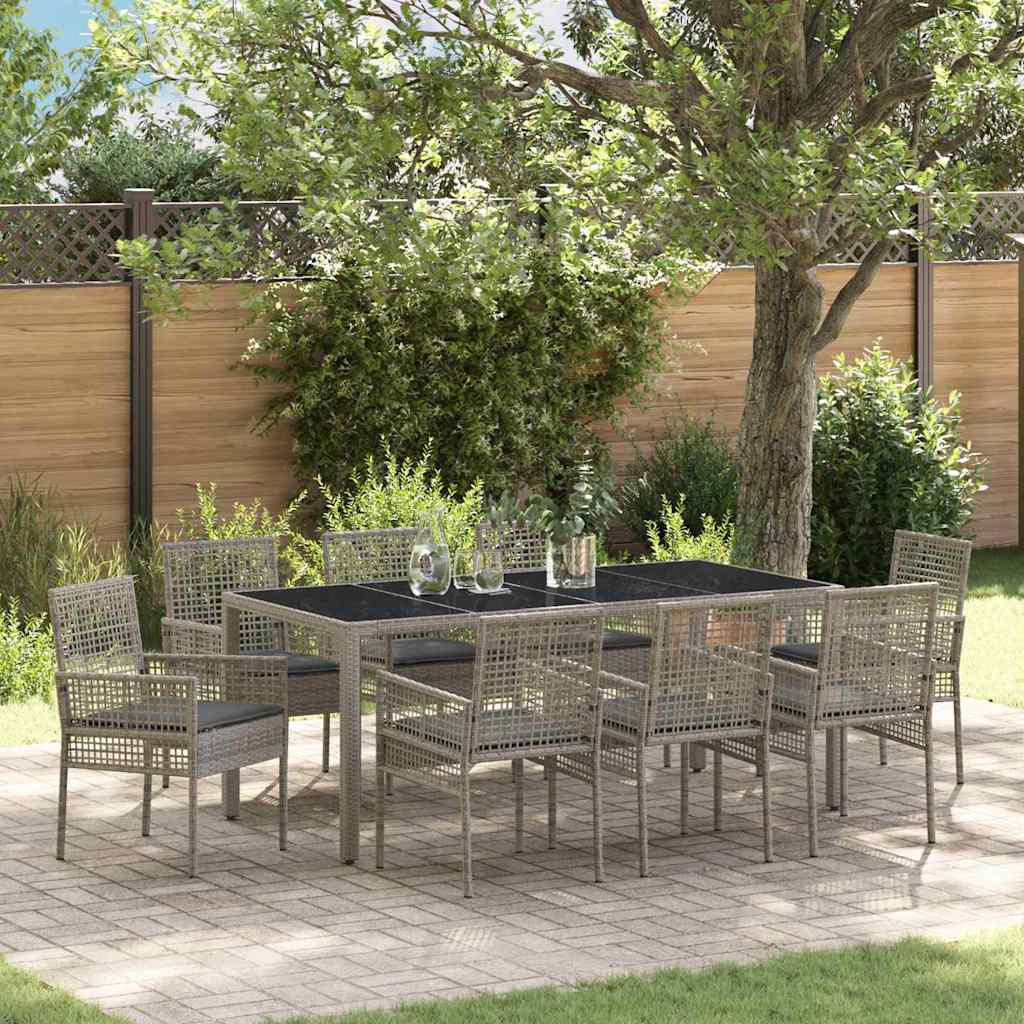Vidaxl Ensemble De Salle À Manger Pour Jardin 9 Pcs Gris Polyrotin
