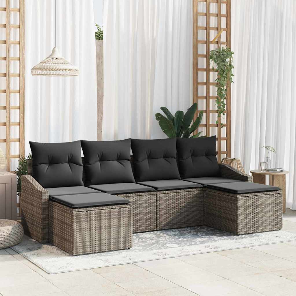 Vidaxl Ensemble De Salle À Manger Pour Jardin Avec Coussin 6 Pcs Gris