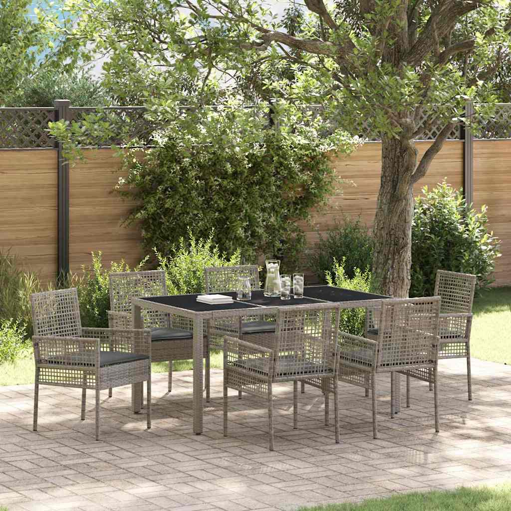 Vidaxl Ensemble De Salle À Manger Pour Jardin 7 Pcs Gris Polyrotin