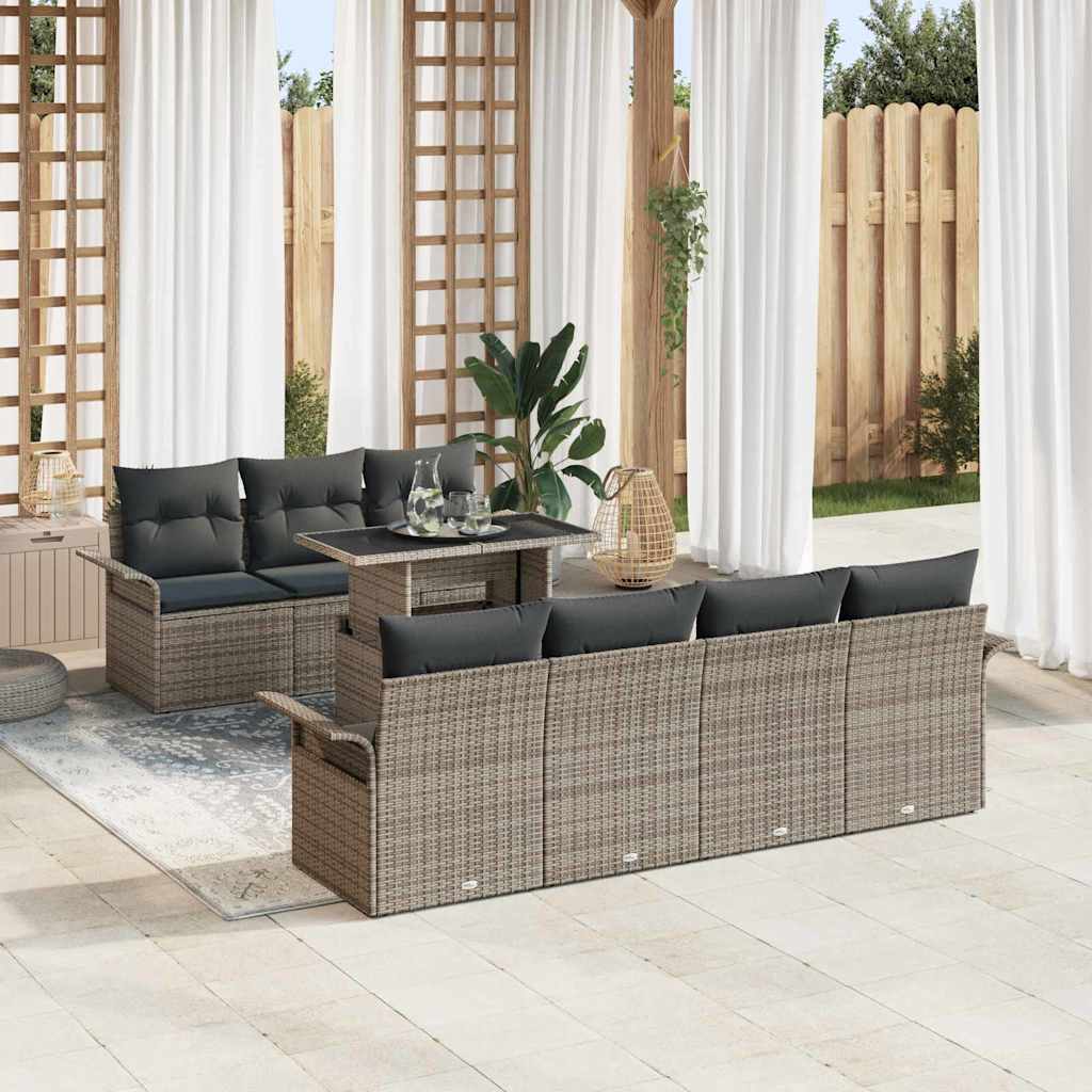 Vidaxl Ensemble De Canapé De Jardin 8 Pcs Gris Poly Rattan