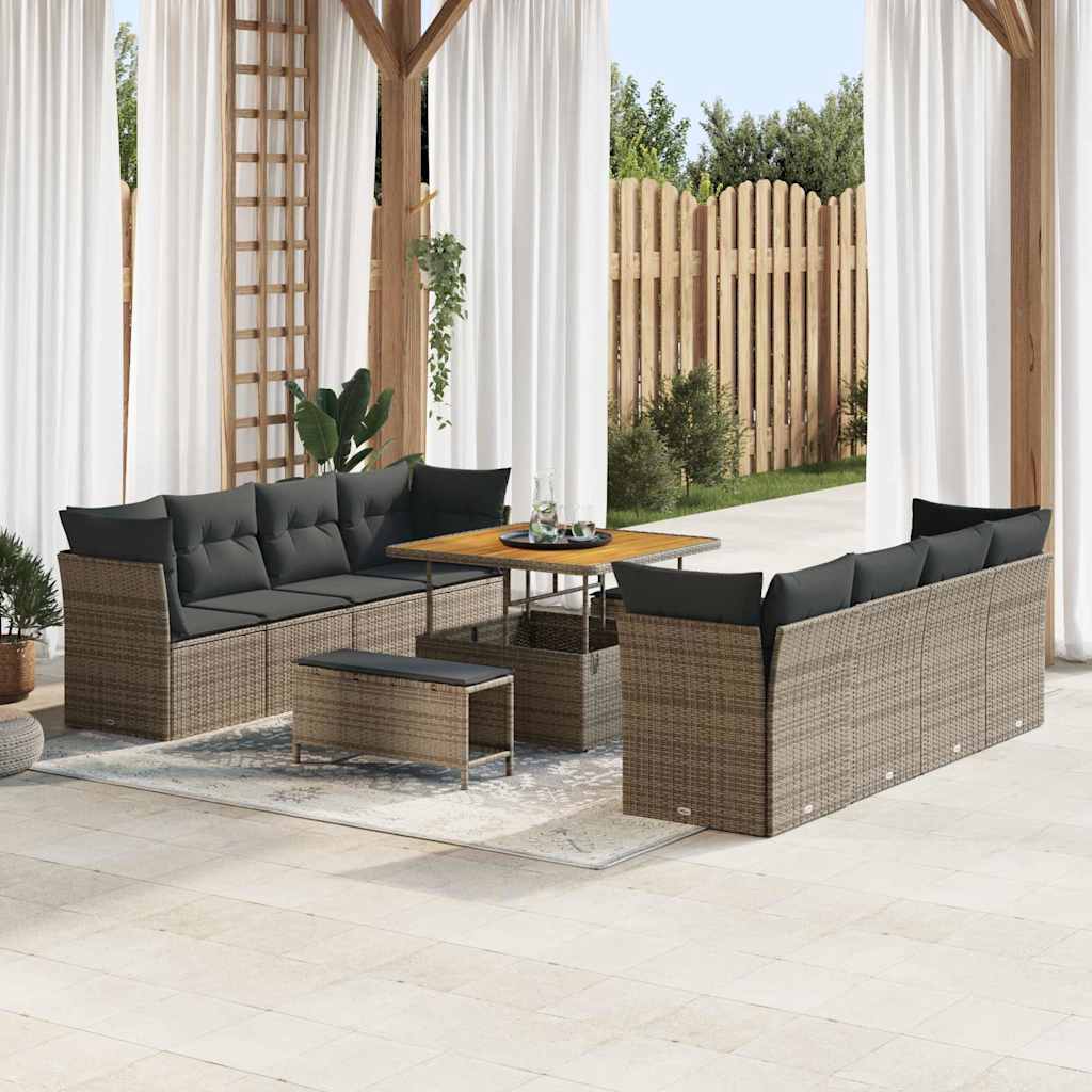 Vidaxl Ensemble De Canapé De Jardin Avec Coussin 11 Pcs Gris
