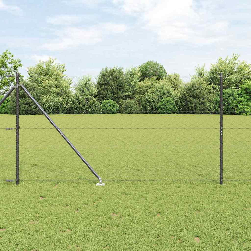 Vidaxl Clôture Hexagonale Avec Poteau 50 X 1,2 M Gris Maille