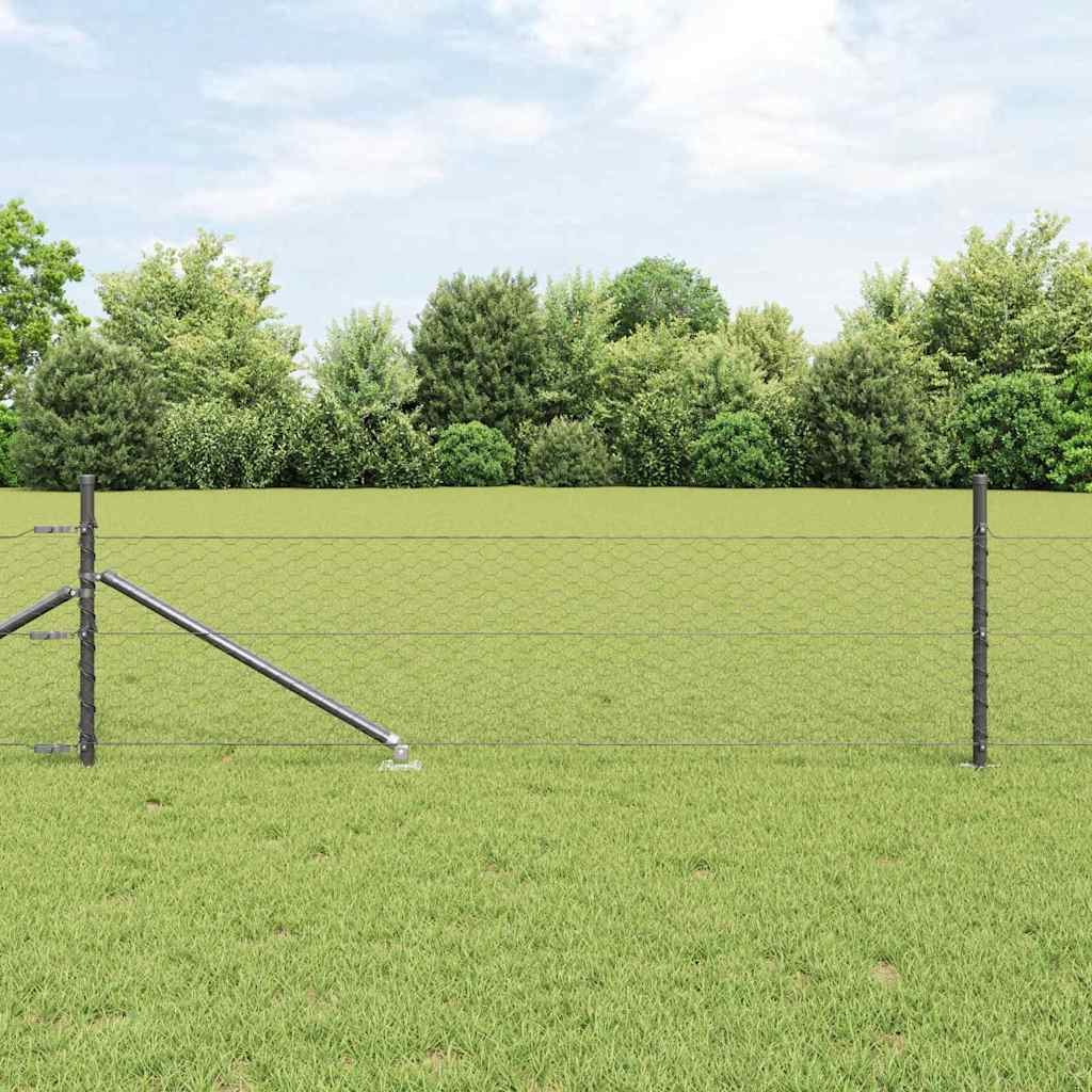 Vidaxl Clôture Hexagonale Avec Poteau 25 X 0,8 M Gris Maille
