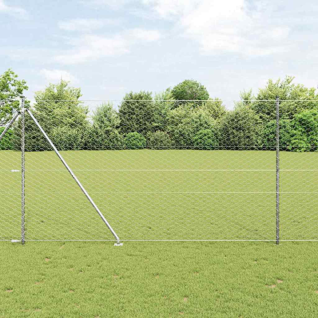 Vidaxl Clôture Hexagonale Avec Poteau 10 X 1,5 M Acier Galvanisé