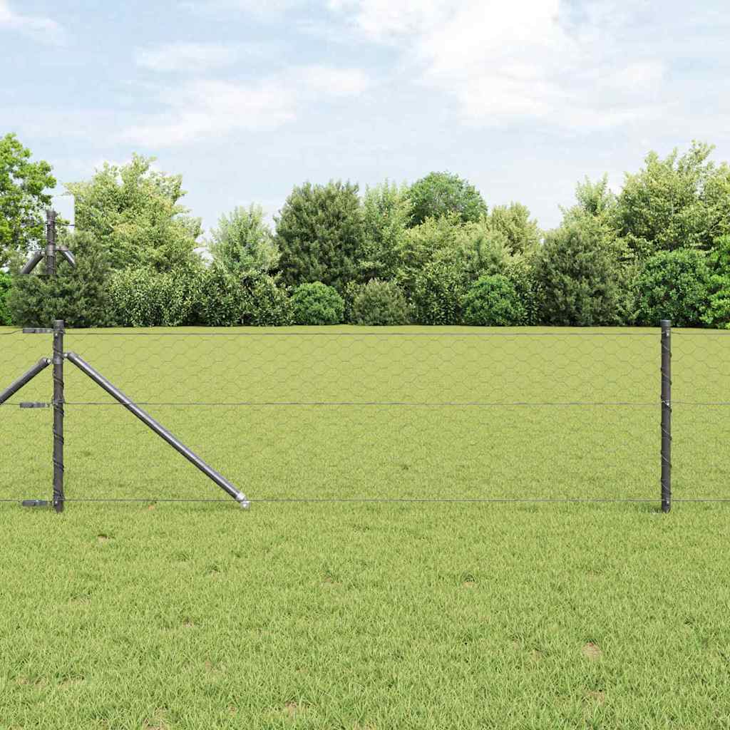 Vidaxl Clôture Hexagonale Avec Poteau 10 X 0,6 M Gris Maille