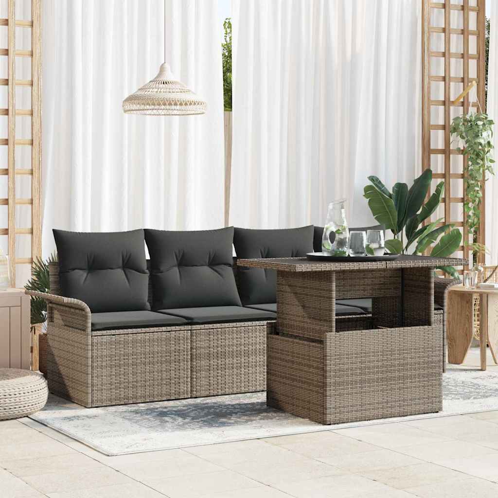 Vidaxl Ensemble De Canapé De Jardin 5 Pcs Gris Poly Rattan