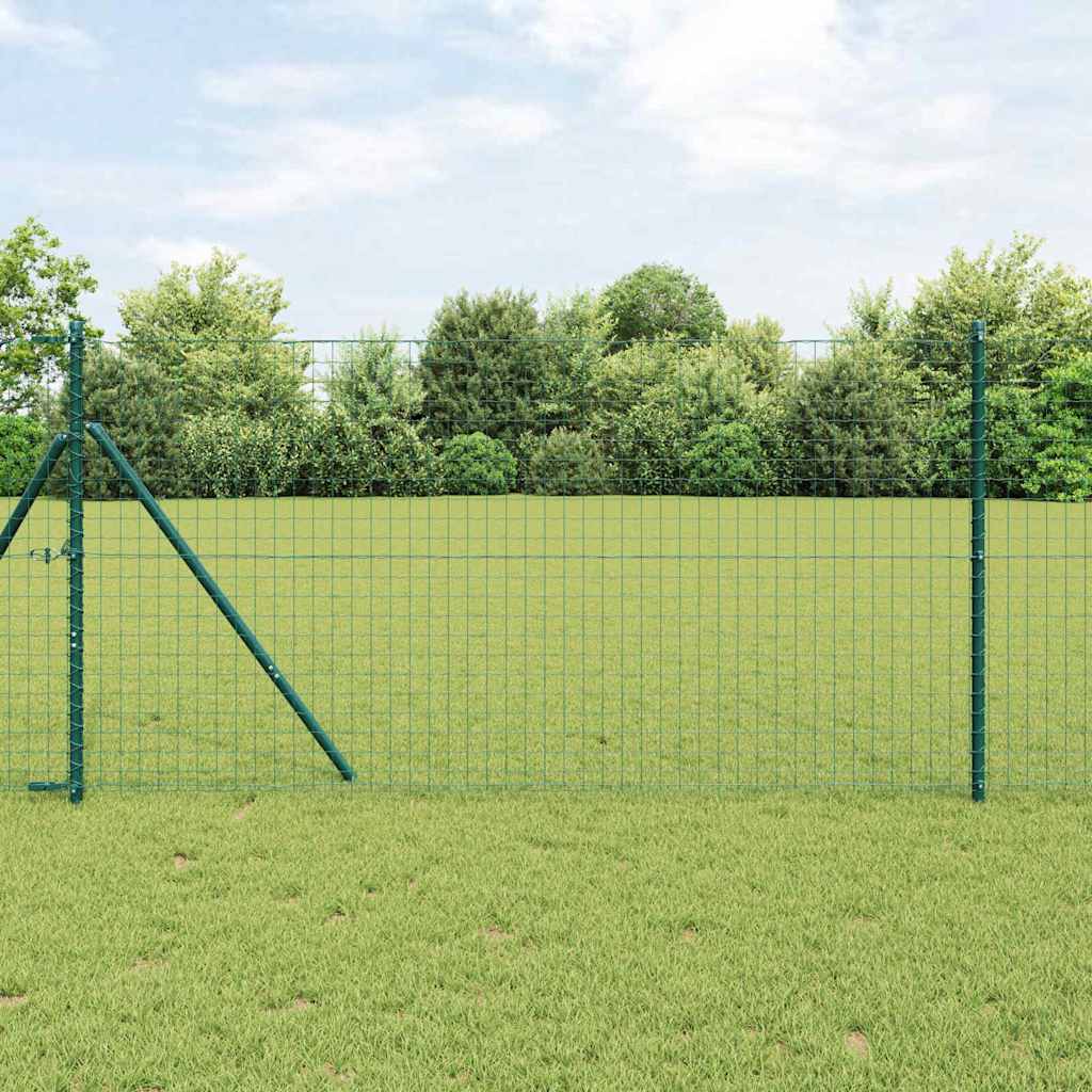 Vidaxl Poteau De Clôture Enchâssé 52 Pc Vert Acier Enduit De Poudre