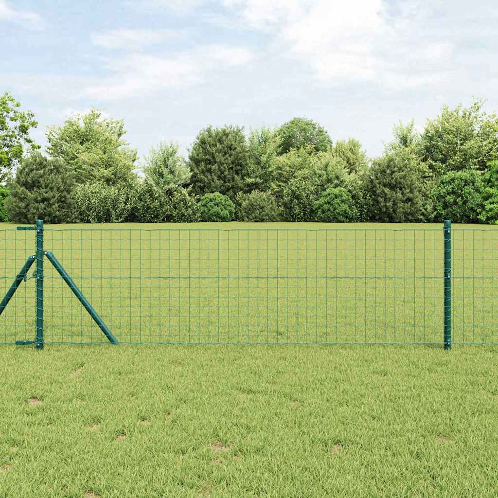 Vidaxl Poteau De Clôture Enchâssé 26 Pc Vert Acier Enduit De Poudre