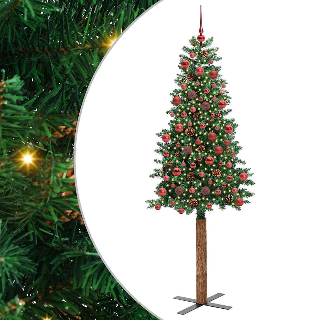 Vidaxl Sapin De Noël Mince Vert 180 Cm Pvc Et Bois De Pin Massif