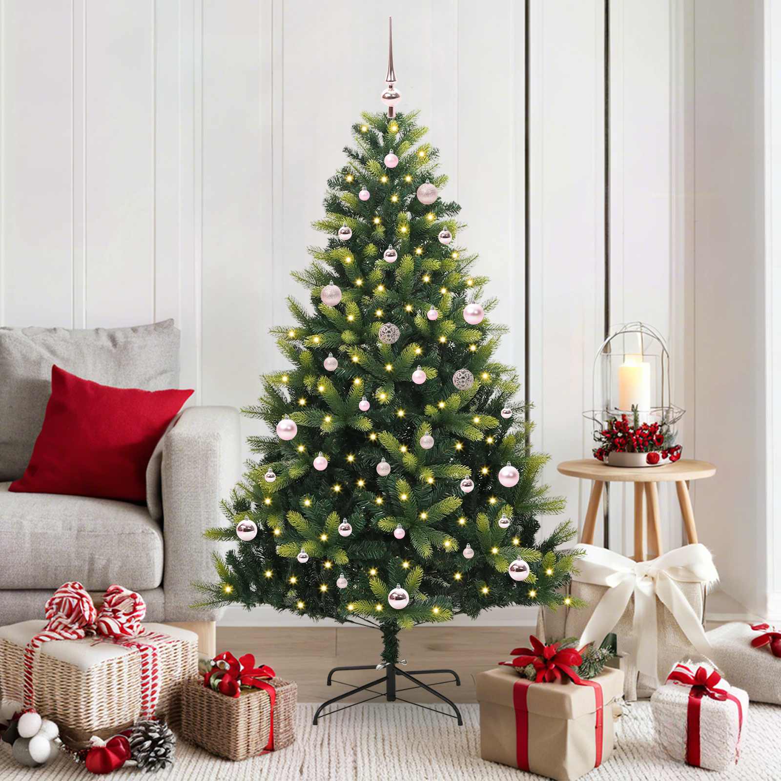 Vidaxl Arbre De Noël Artificiel À Charnières 150 Led Vert 150 Cm
