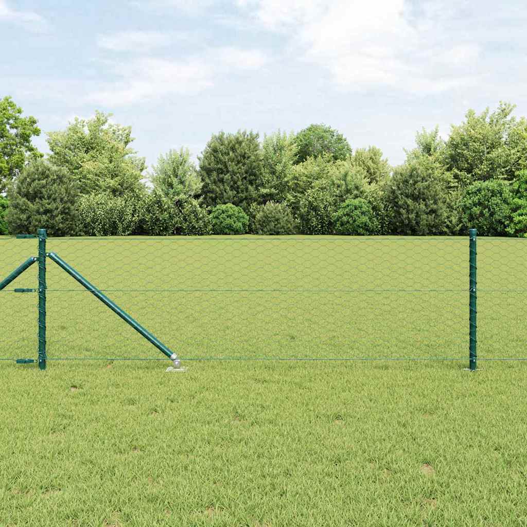 Vidaxl Clôture Hexagonale Avec Poteau 50 X 0,8 M Vert Maille