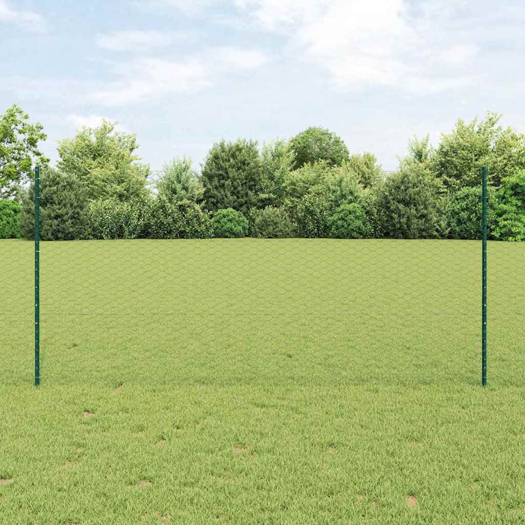 Vidaxl Clôture Hexagonale Avec Poteau 100 X 1,2 M Vert Maille