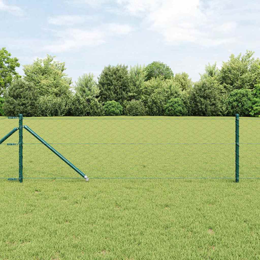 Vidaxl Clôture Hexagonale Avec Poteau 100 X 0,6 M Vert Maille