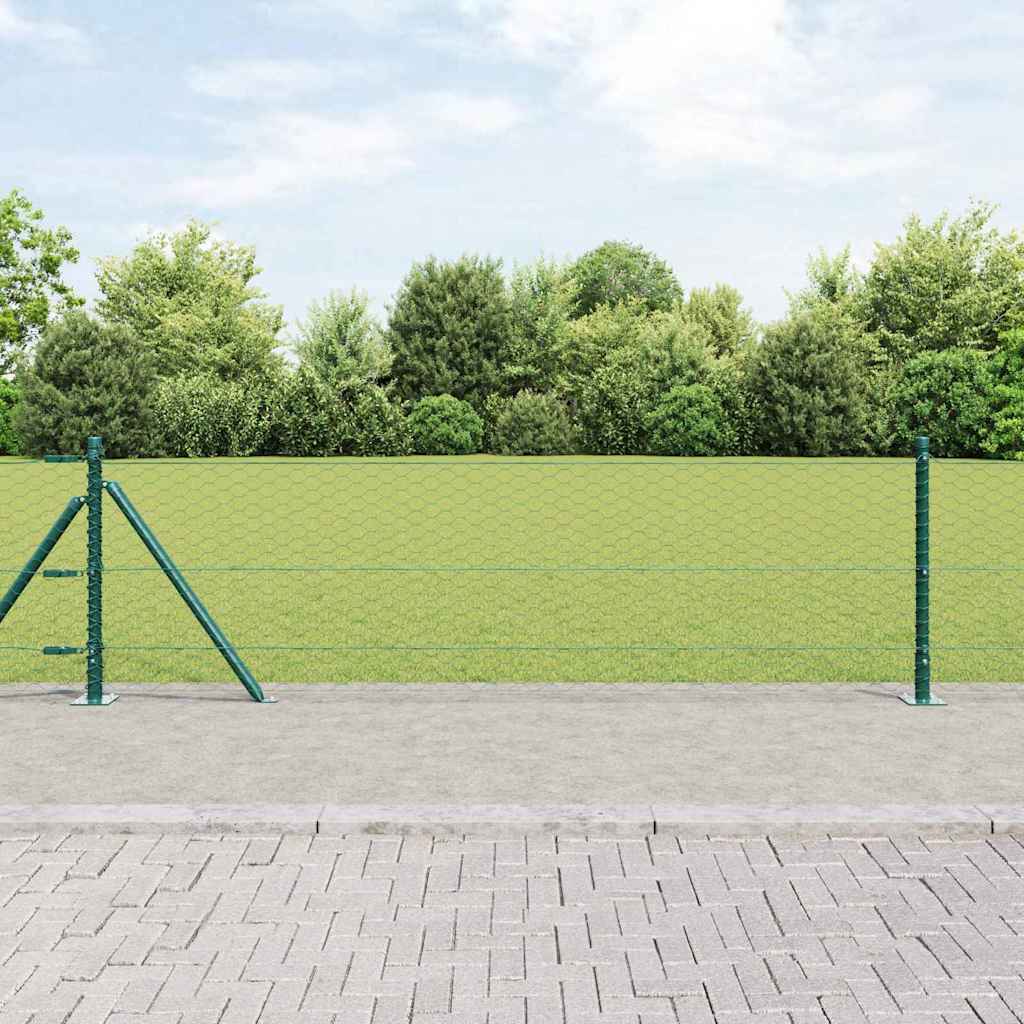 Vidaxl Clôture Hexagonale Avec Base En Béton 100 X 0,6 M Vert Maille