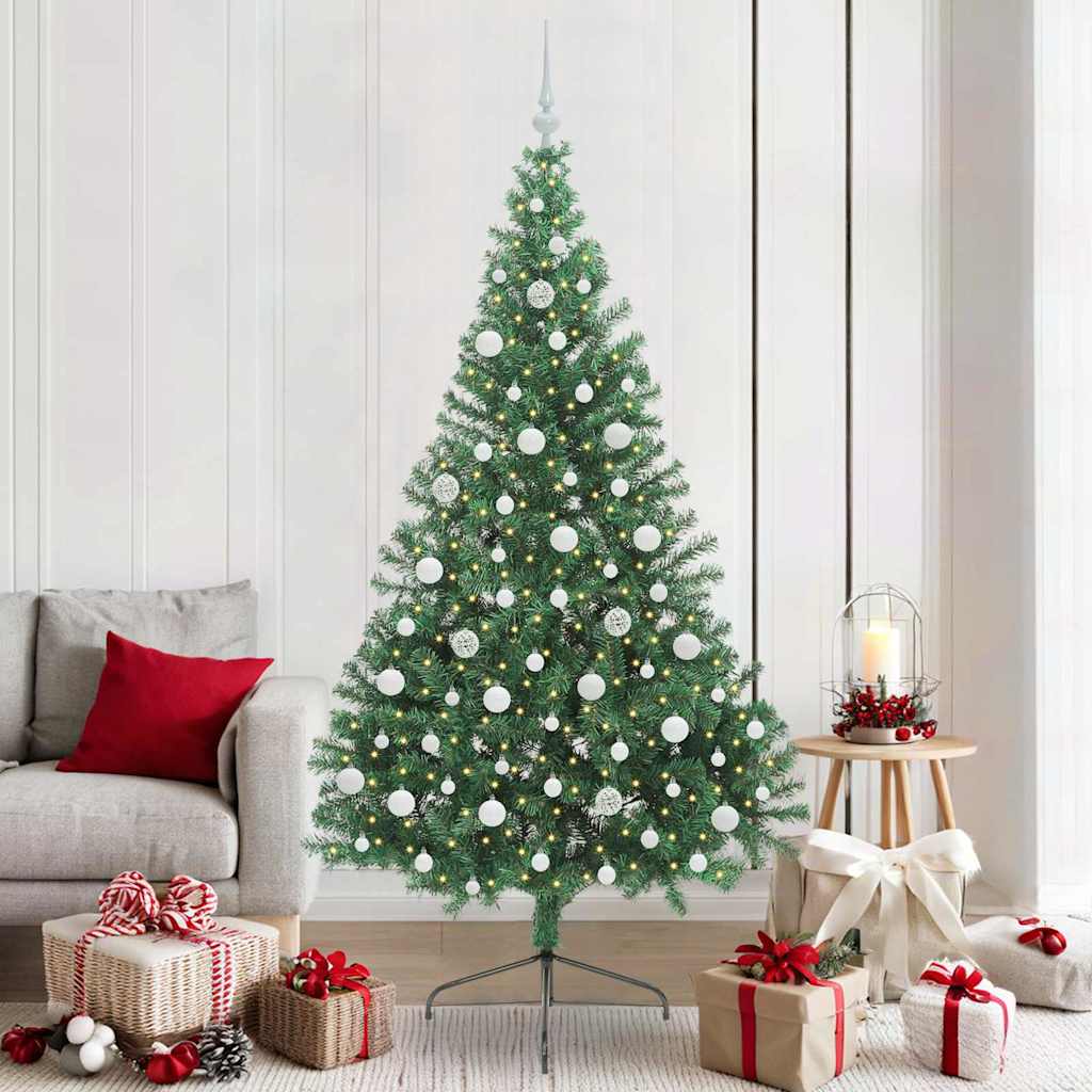 Vidaxl Sapin De Noël Artificiel Pré-éclairé Vert 210 Cm Pvc