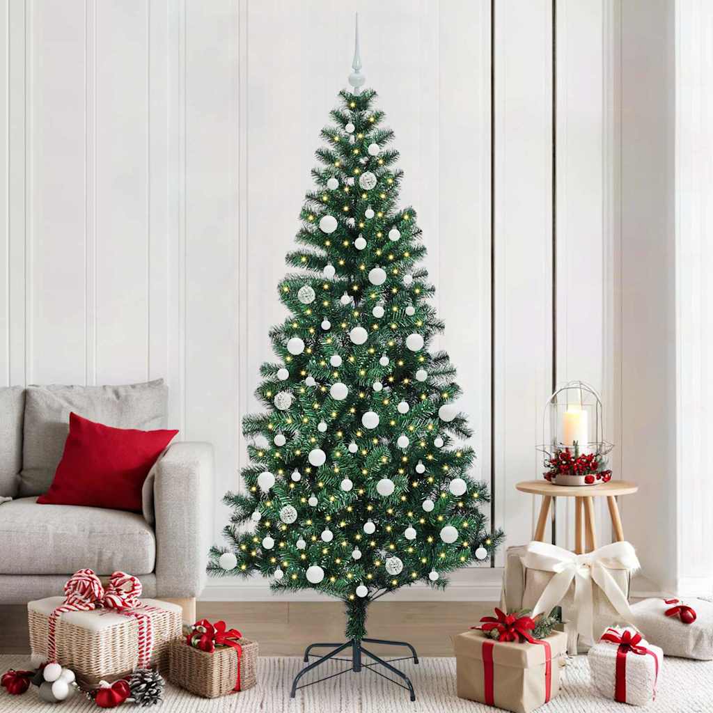 Vidaxl Sapin De Noël Artificiel Pré-éclairé Vert 210 Cm Pvc Et Métal