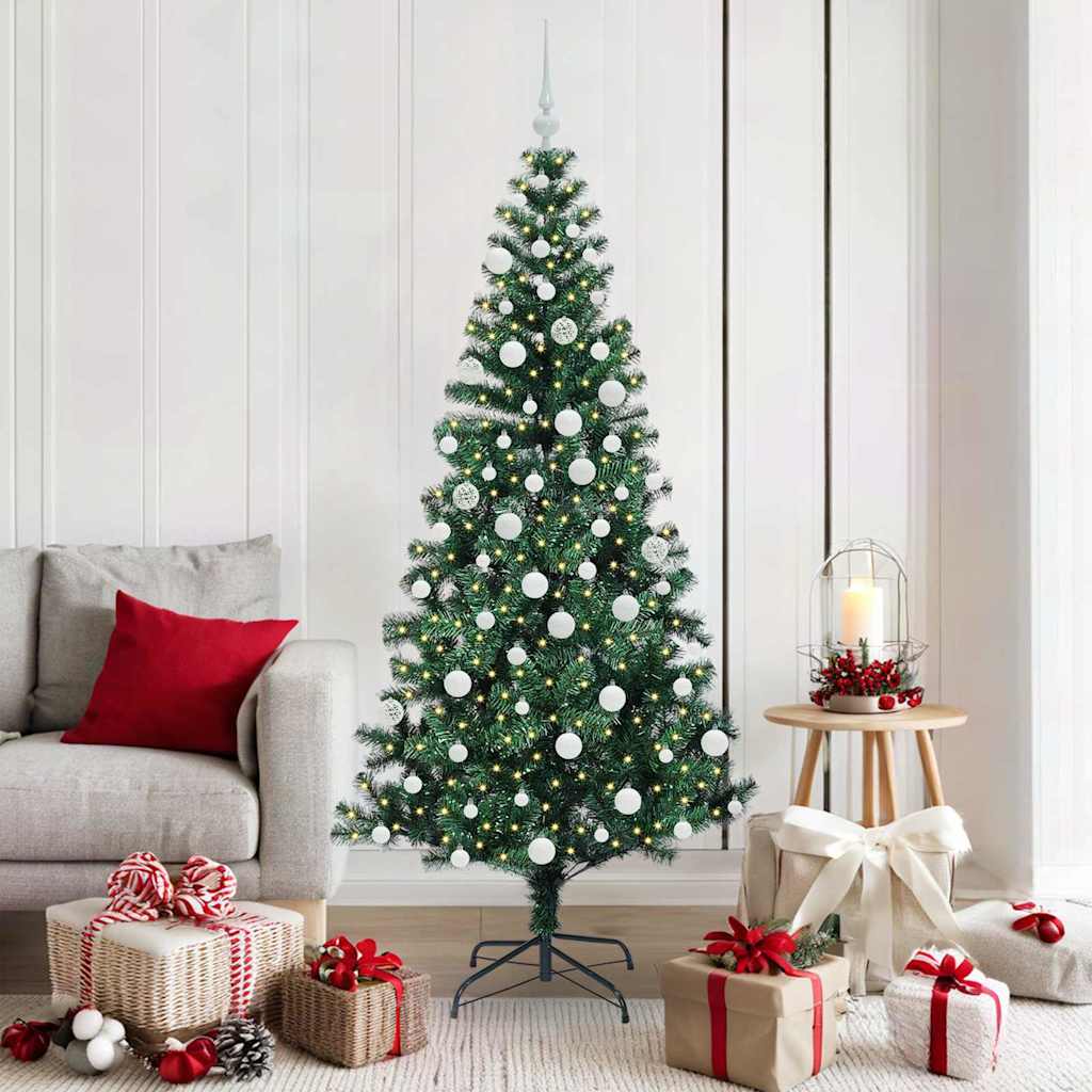 Vidaxl Sapin De Noël Artificiel Pré-éclairé Vert 180 Cm Pvc Et Métal