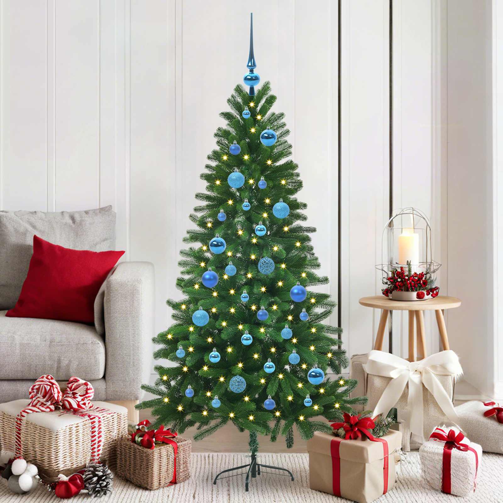 Vidaxl Sapin De Noël Avec 150 Led Avec Support Vert 150 Cm Pe