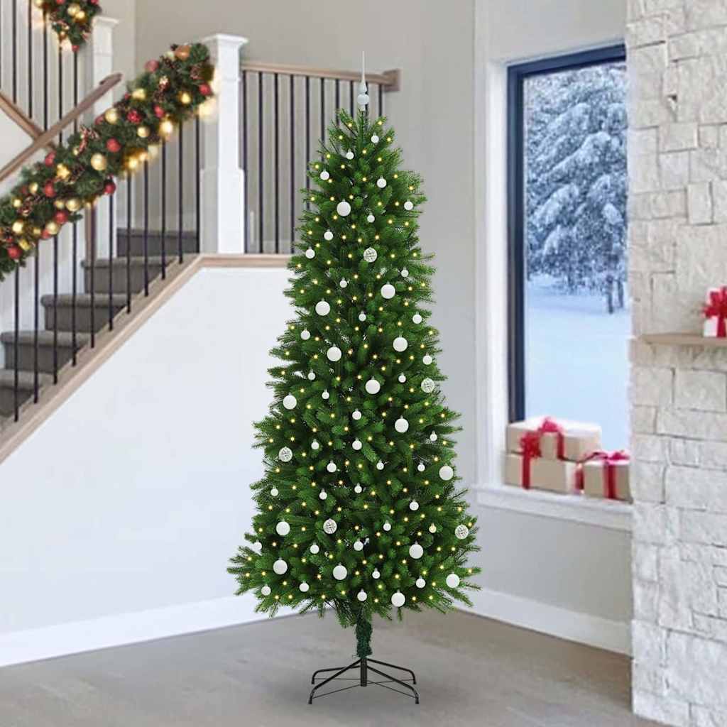 Vidaxl Sapin De Noël Avec 300 Led Avec Support Vert 240 Cm Pe