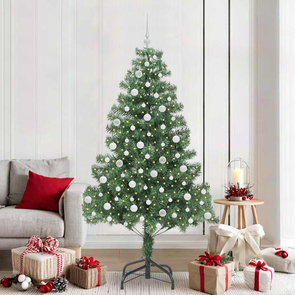 Vidaxl Sapin De Noël Avec 300 Led Avec Support Vert 210 Cm Pvc