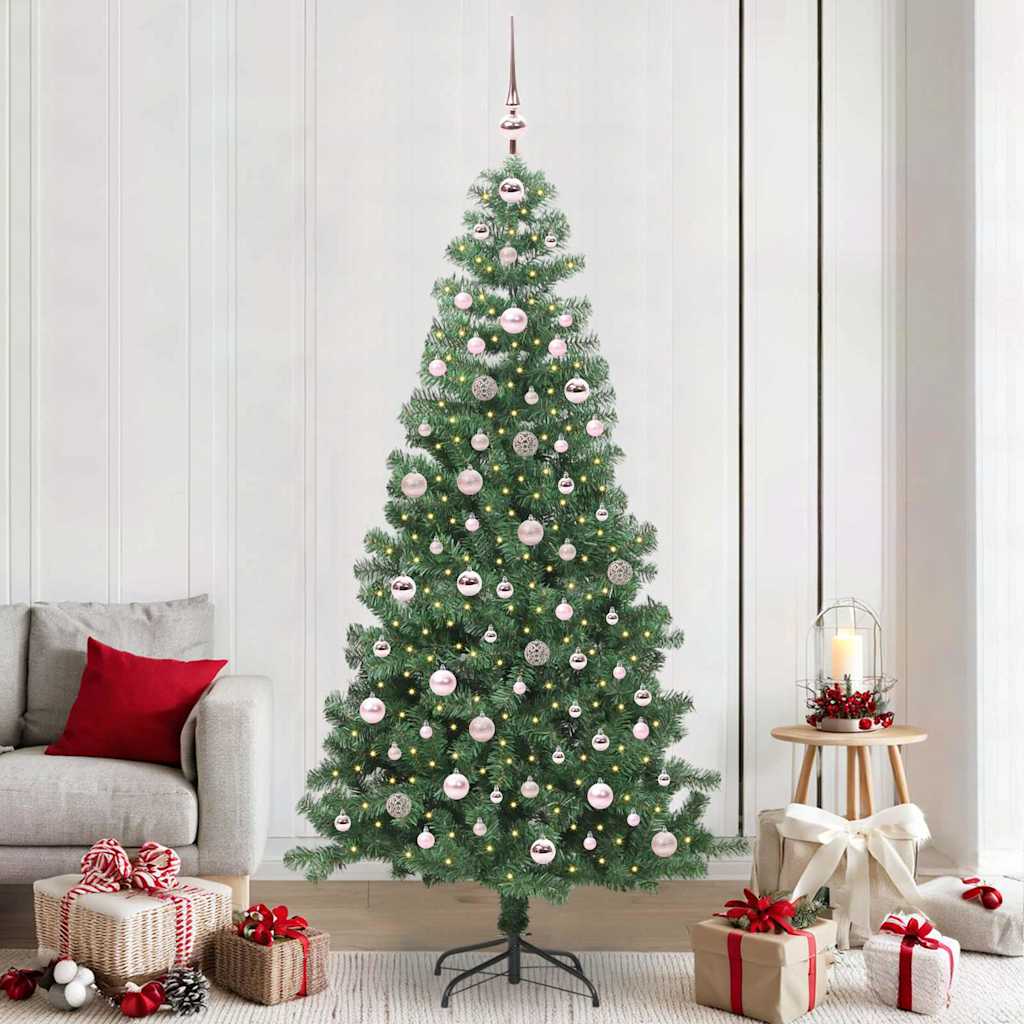 Vidaxl Sapin De Noël Avec 300 Led Avec Support Vert 240 Cm Pvc