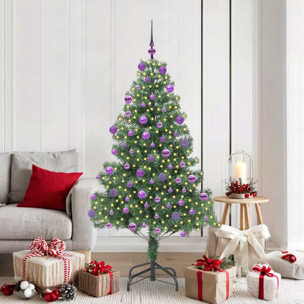 Vidaxl Sapin De Noël Avec 300 Led Avec Support Vert 180 Cm Pvc