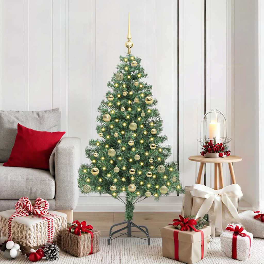 Vidaxl Sapin De Noël Avec 150 Led Avec Support Vert 150 Cm Pvc