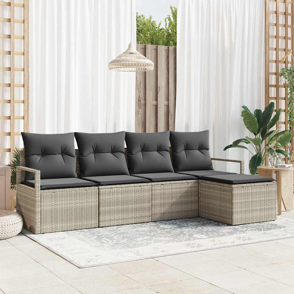 Vidaxl Ensemble De Canapés Avec Coussin 5 Pcs Gris Clair Polyrotin