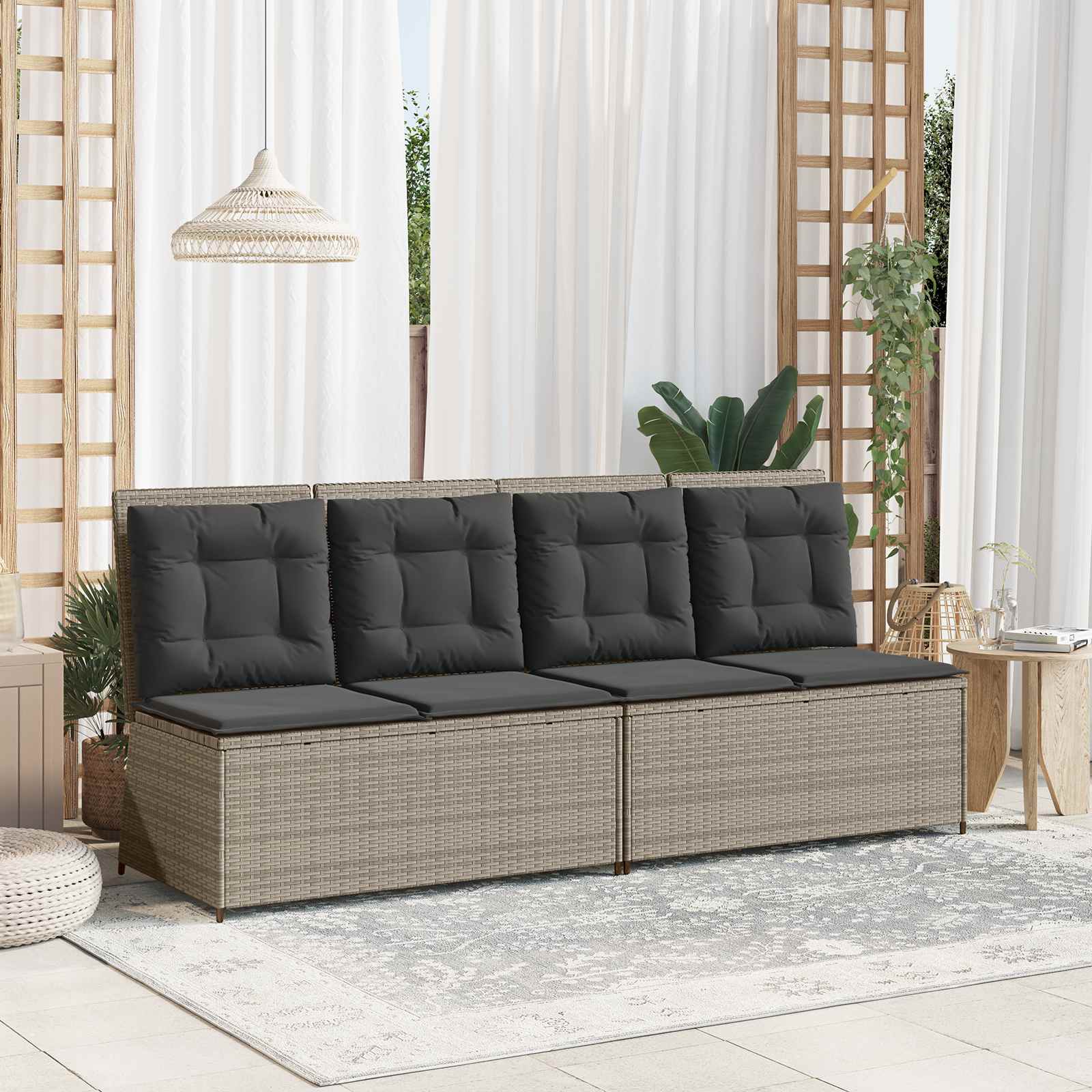 Vidaxl Banc De Jardin Gris Clair Polyrotin