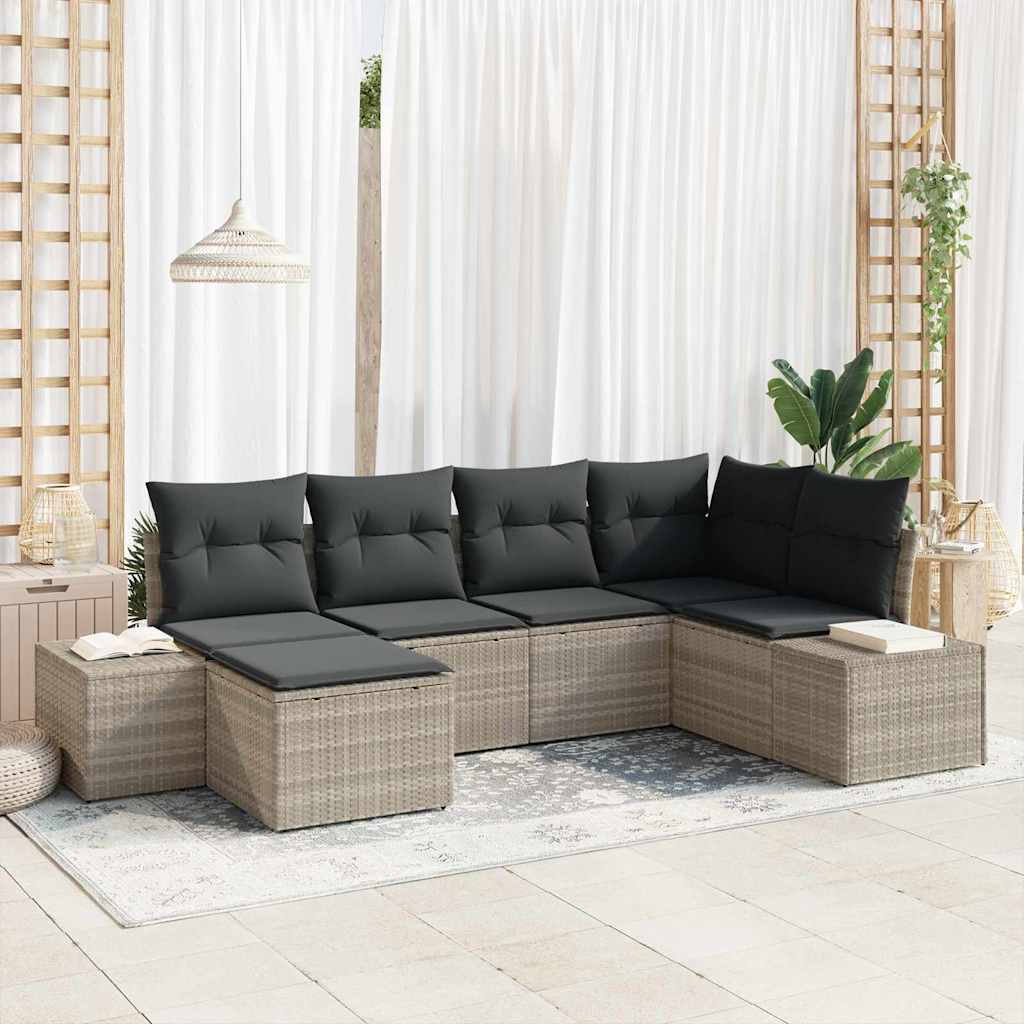 Vidaxl Ensemble De Canapé De Jardin 6 Pcs Gris Clair Polyrotin